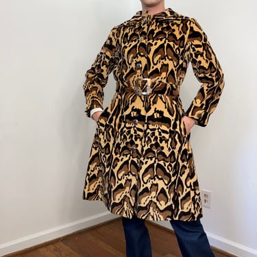 60s Leopard/ocelot print velveteen coat 