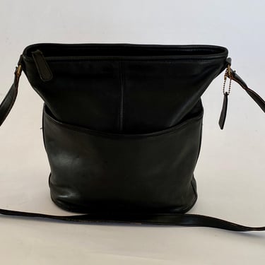 Vintage Coach Black Leather Crossbody Bag 