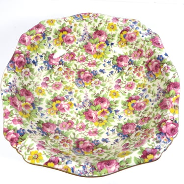 Vintage Royal Winton Grimwades Summertime Salad Plates - 4 Royal Winton Chintz Summertime Square Salad Plates 