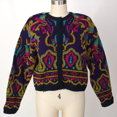 1990s Intarsia Cropped Cardigan