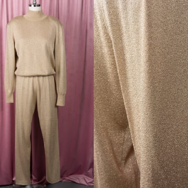 Vintage 60s SILK LOUNGE Set / Hostess Pajamas / Gold Jacket