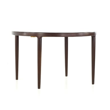 Johannes Andersen Style Mid Century Rosewood Expanding Dining Table with 2 Leaves - mcm 