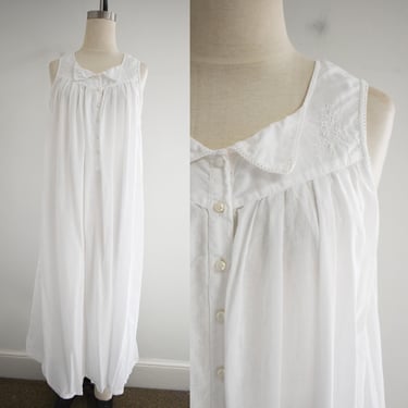 1990s White Cotton Night Gown 