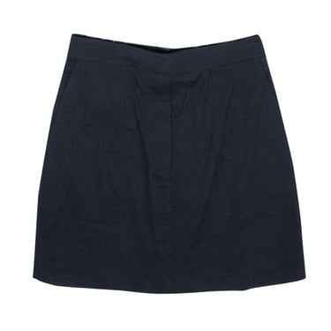 Theory - Navy Linen Blend &quot;Concord&quot; Miniskirt w/ Pockets Sz S