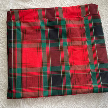 Vintage early ‘90s high end plaid fabric for Christmas | red & green woven plaid with gold lurex 