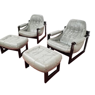 #1009 Pair of Percival Lafer Lounge Chairs with Ottomans