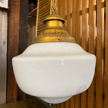 Vintage Schoolhouse Pendant Light with Brass Fitter