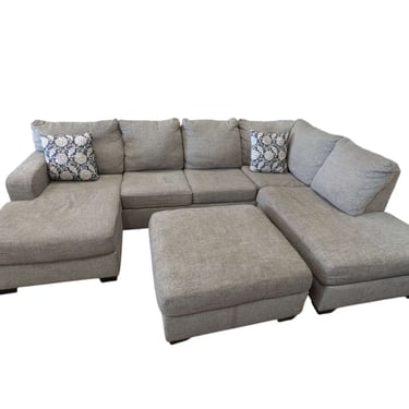 Gray 2pc Double Chaise Sectional w/ Ottoman