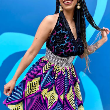 African Print Halter Top Dress 