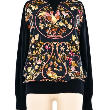 Hermes Printed Silk Panel Sweater
