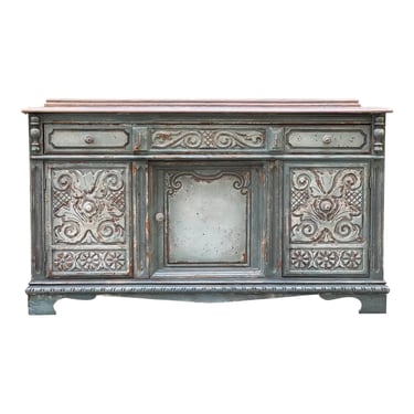 Vintage Hand Painted Bernhardt Jacobean Style Sideboard 