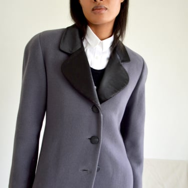 christian dior grey wool satin collar overcoat 