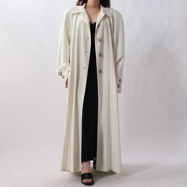 Vintage Relaxed Ivory Pinstripe Duster