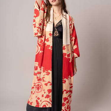 Red Silk Crane Juban Kimono