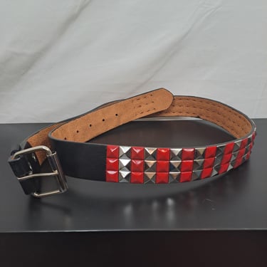 Vintage 2000s Red & Silver Studded Belt 