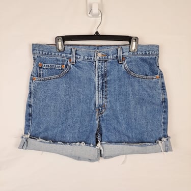 Vintage 90s Levi Strauss High Waist Denim Shorts, Size 36 Waist 