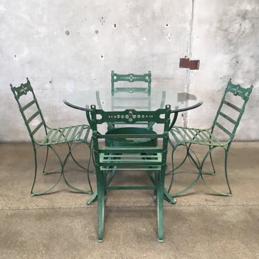 Vintage Green Outdoor Table and Chairs Set