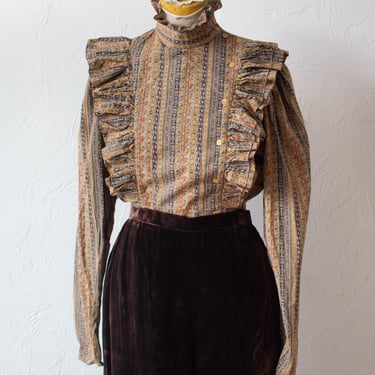 Vintage Regina Porter for Neiman Marcus Autumnal Ruffle Button Blouse M/L