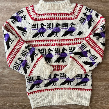 Vintage Ecuadorian Wool Bird Sweater 