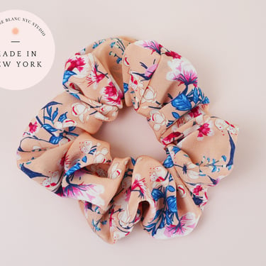100% floral mulberry silk Scrunchies Hair Tie | hair Scrunchies | silk handmade Scrunchy | Gift For Her | XXL Scrunchies, made in NYC 