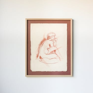 Framed Seated Nude Drawing