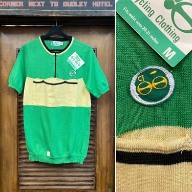 Vintage 1970’s Cotton Mod Two-Tone Bicycle Jersey Shirt -Deadstock- 70’s Sportswear, 70’s Knit Top, Vintage Clothing 