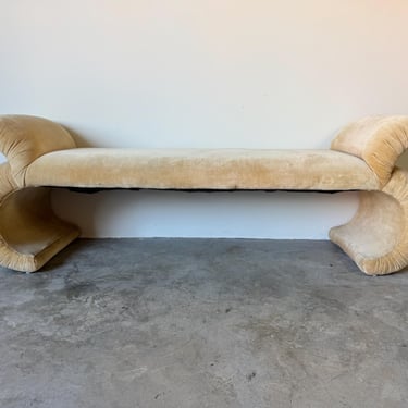 1980s Postmodern Parsons-Style Sculptural Upholstered Bench 