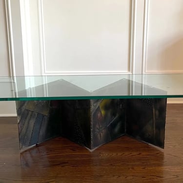 Sculpted Steel Zigzag Coffee Table Base by Paul Evans for Directional