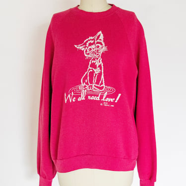 1990s Sweatshirt Cats Need Love M 