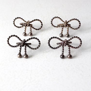 vintage silver bow napkin rings set 