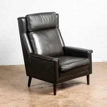 Mid Century Danish Modern Lounge Chair Dark Green Leather Georg Thams Mcm Arms