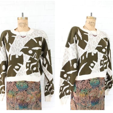1990's Monstera Leaf Cropped Sweater 