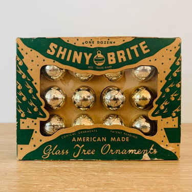 Vintage Shiny Brite Small Glass Christmas Tree Ornaments  - Set of 12 