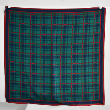 1980s Silk Plaid Scarf 