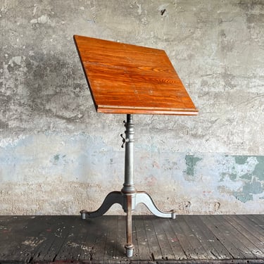 Antique Industrial Drafting Table Pedastal Cast Iron Base 