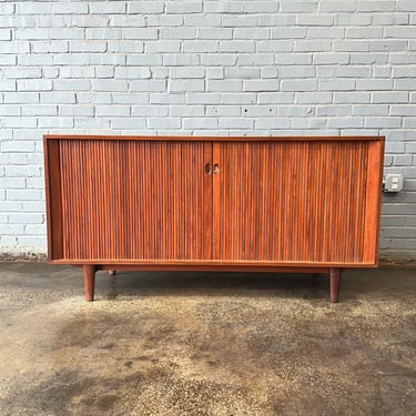 Teak Tambour Door Credenza by Kofod Larsen