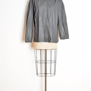 vintage 80s gray leather top shirt blouse jacket MAXIMA trapeze babydoll L XL clothing 