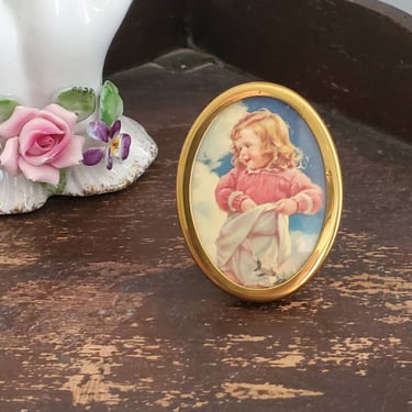 1050s Brass Miniature Picture Frame - Vintage Travel Frame -  50s Decor - Mid-century Home 