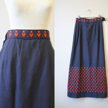 1960s NOS Sombol Guatemalan Woven Cotton Maxi Skirt 