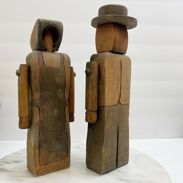 Antique Amish Hand Carved Wooden Figurines 