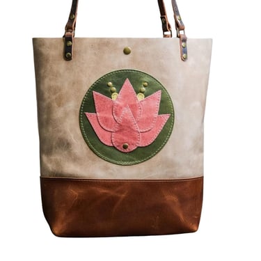 Limited Run | The Large North South Leather Tote Bag in NEW eco-friendly LOTUS style | Limited Quantities 