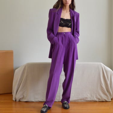 royal purple silk blazer and pantsuit 