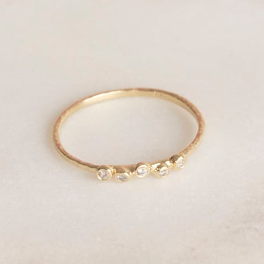 14k Gold Five Diamond Ring