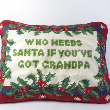 Vintage Christmas Needlepoint Pillow - Vintage Christmas Pillow 