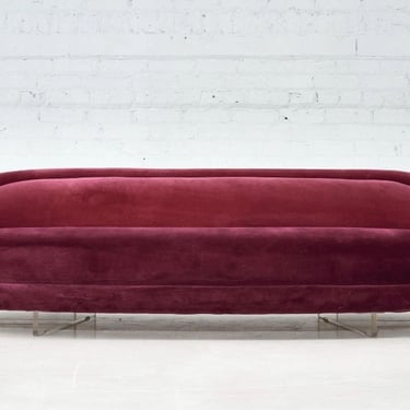 Vladimir Kagan Rasberry Silk Velvet Sofa, 1960