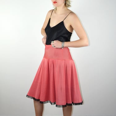 Vintage 50s Crinoline Petticoat Pink Skirt Slip / 1950s Vintage Pleated Lingerie Half Slip Pin Up Pinup Medium 1960s 60s Peignoir Rockabilly 