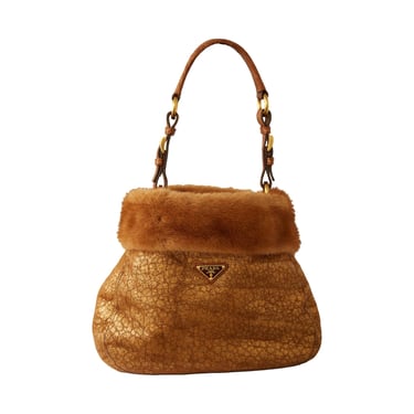 Prada Gold Mink + Croc Bucket Bag