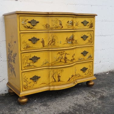 Baker Serpentine Painted Carved Commode Dresser Chinoiserie 3482