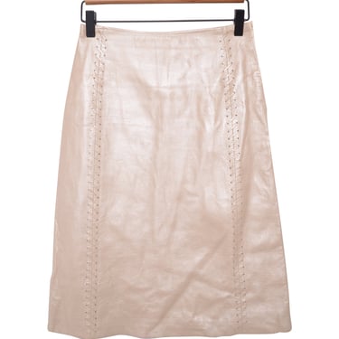 Cream Leather Maxi Skirt