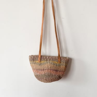 1990s Multicolored Woven Straw Bag